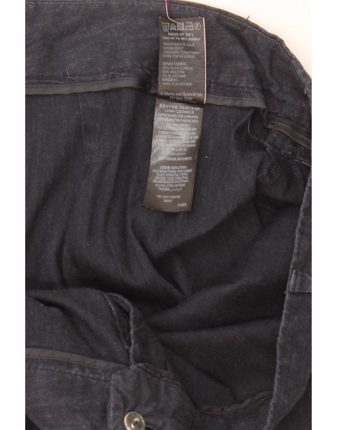 Marks & Spencer Pantalon court femme W36 L25 bleu marine lin