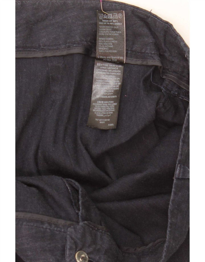 Marks & Spencer Pantalon court femme W36 L25 bleu marine lin