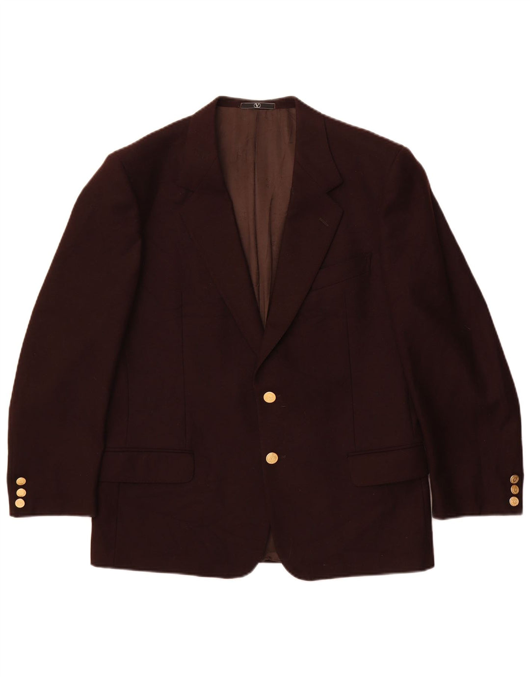 Valentino Veste Blazer 2 Boutons Homme IT 50 Large Marron Laine