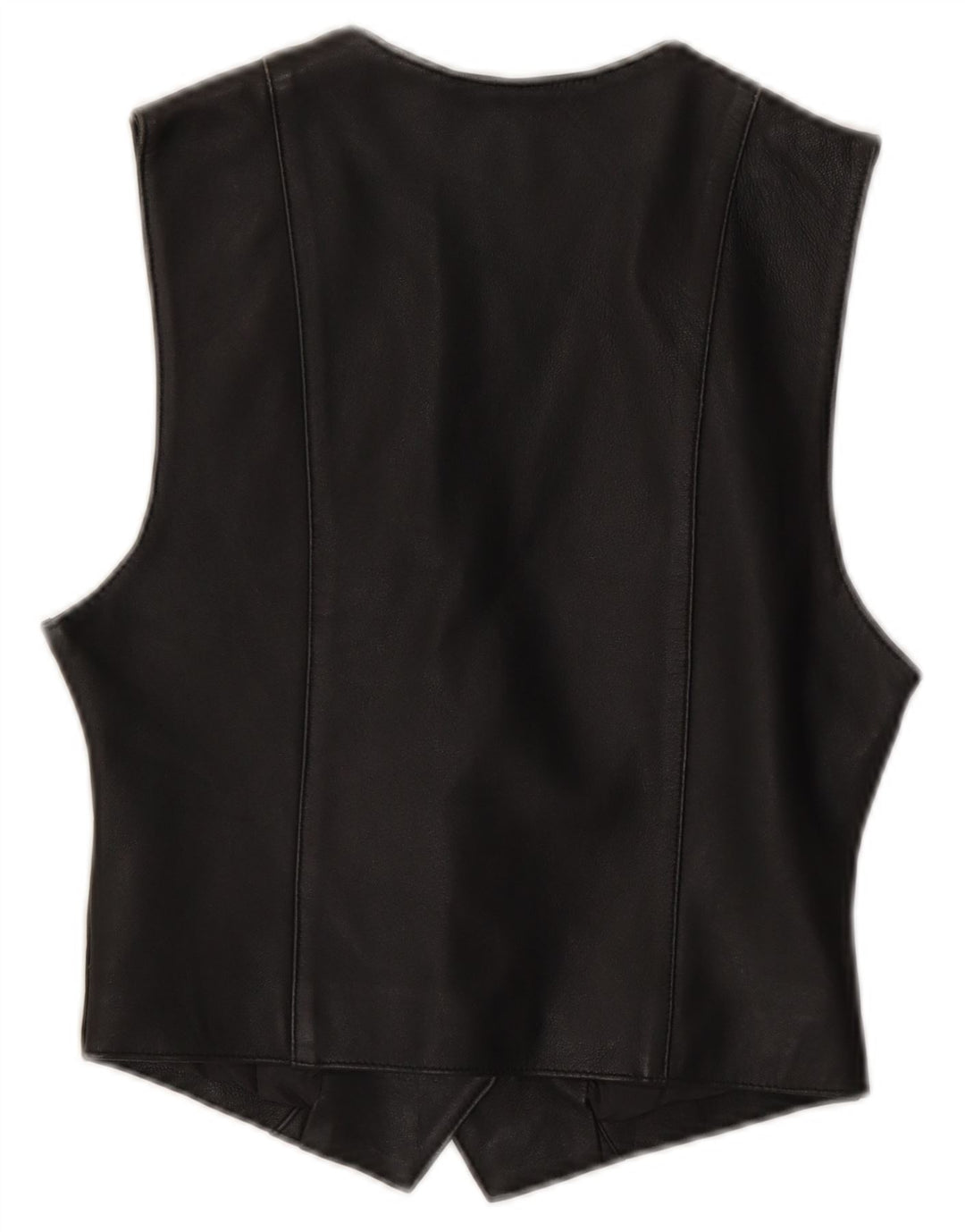 VINTAGE Gilet en cuir femme EU 34 XS Cuir noir