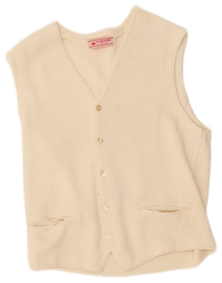 Il Granchio Gilet Tricot Homme Petite Laine Blanche