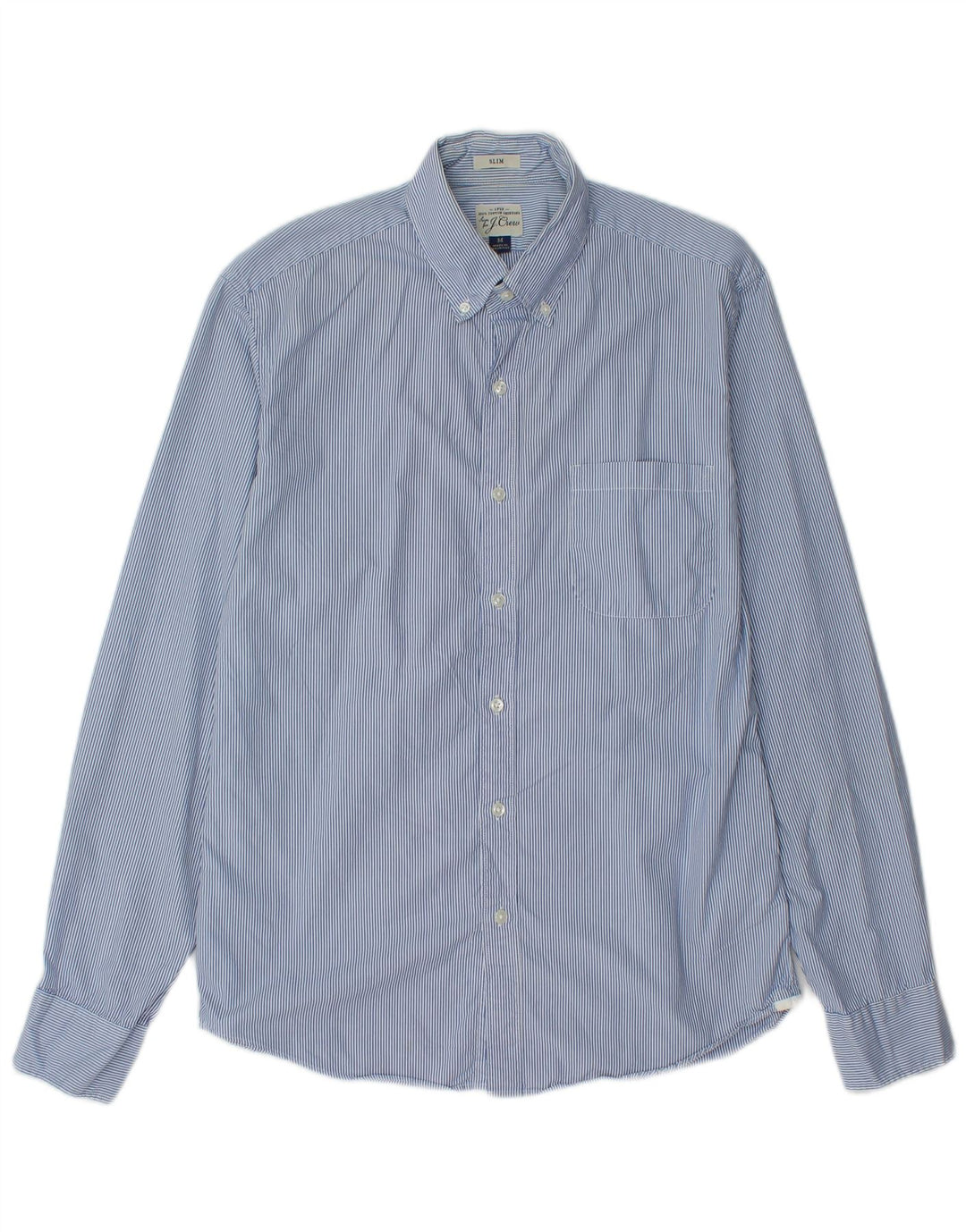 J. CREW Chemise cintrée pour homme en coton à fines rayures bleu moyen