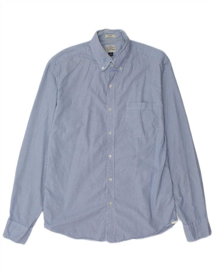 J. CREW Chemise cintrée pour homme en coton à fines rayures bleu moyen