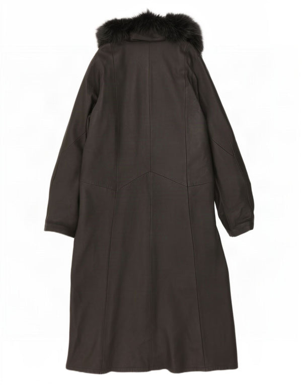 Manteau en cuir à capuche femme vintage UK 20 2XL Kaki