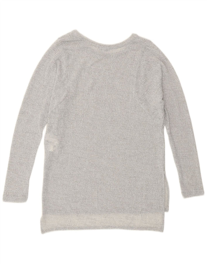 Zara Womens Longline Top Manches Longues UK 10 Petit Gris Moucheté Polyester