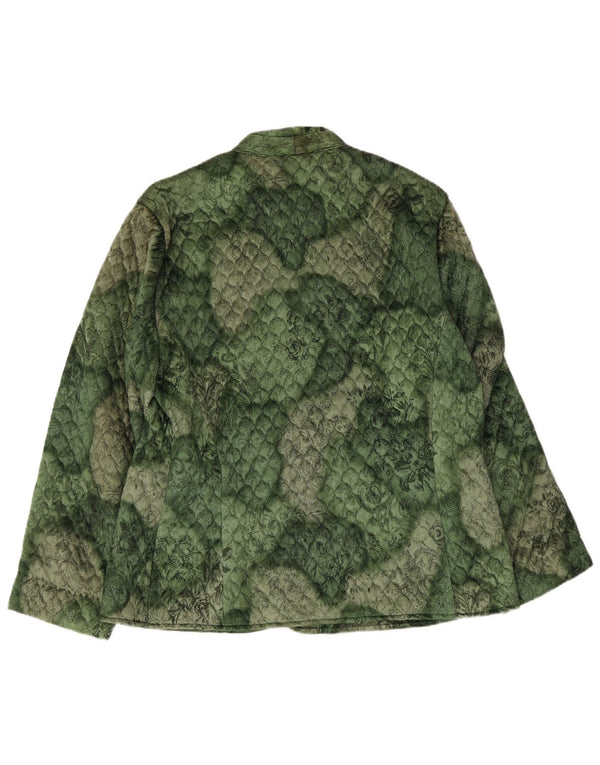 vintage Womens 3 Button Quilted Blazer Jacket UK 16 Grand Vert Floral
