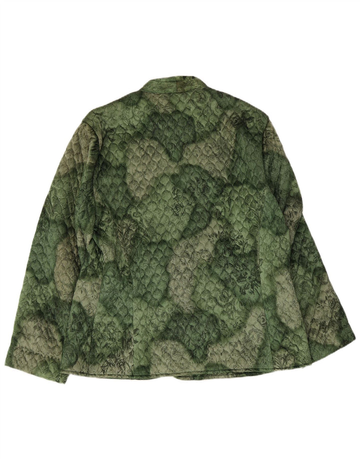 vintage Womens 3 Button Quilted Blazer Jacket UK 16 Grand Vert Floral
