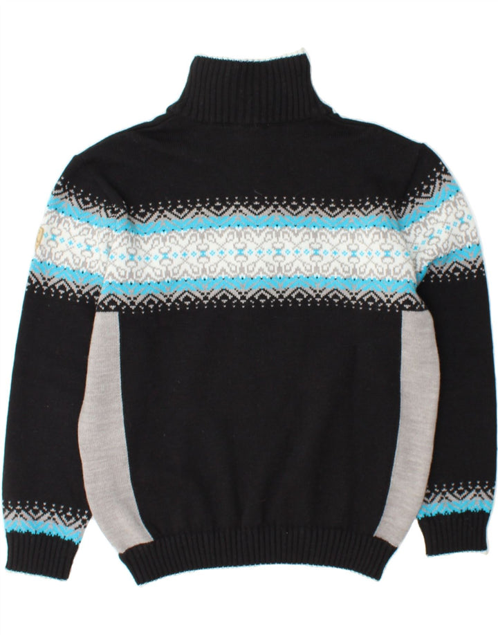 CMP Womens Zip Neck Jumper Sweater UK 14 Medium Black Fair Isle Acrylic Vintage CMP and Second-Hand CMP from Messina Hembry 