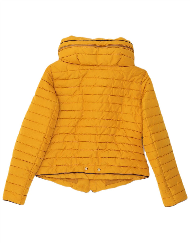 Zara Veste matelassée à capuche pour femme UK 14 Large Jaune Polyester