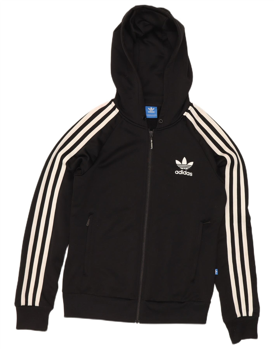 Adidas Pull à capuche zippé pour femme UK 8 Petit Noir Polyester