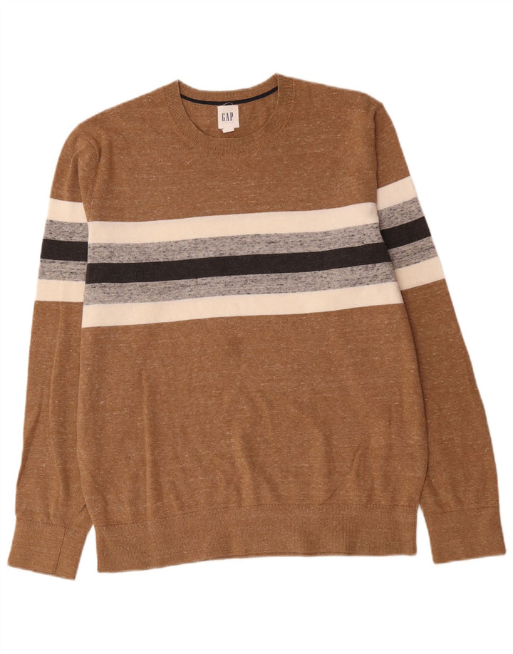 Gap Pull col rond homme en coton rayé marron moyen