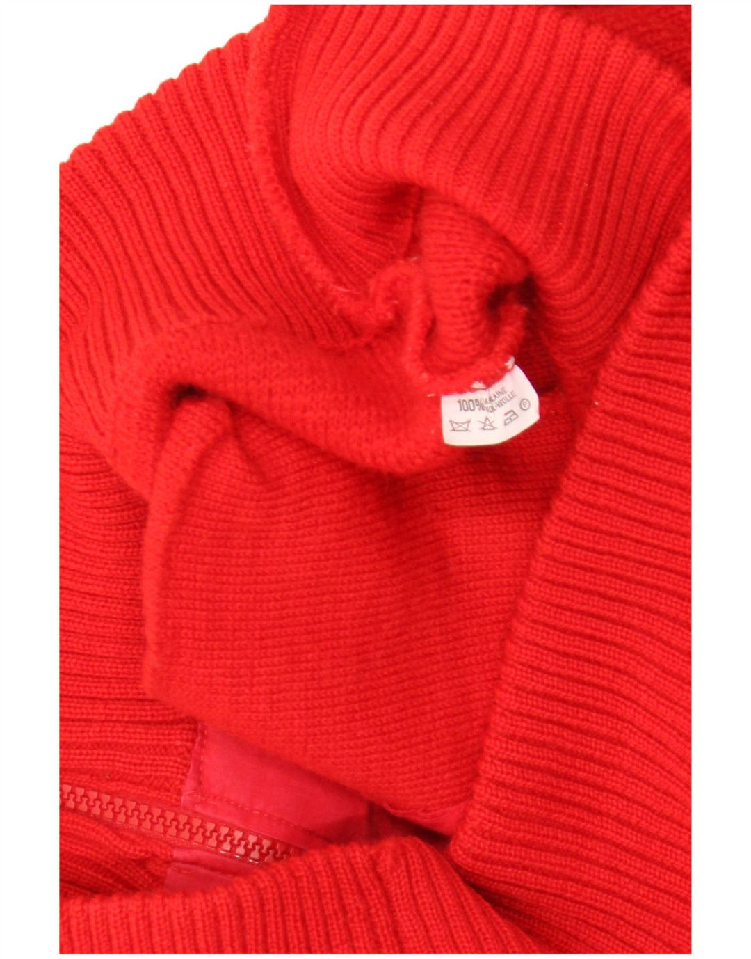 vintage Mens Cardigan Pull Moyen Rouge Laine Rétro