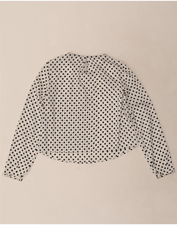 Zara Chemisier court à manches longues pour femme UK 6 XS Blanc à pois