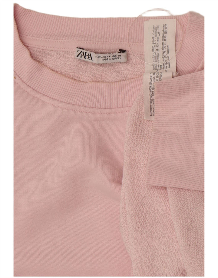 Zara Sweat-shirt surdimensionné pour femme UK 16 Grand coton rose
