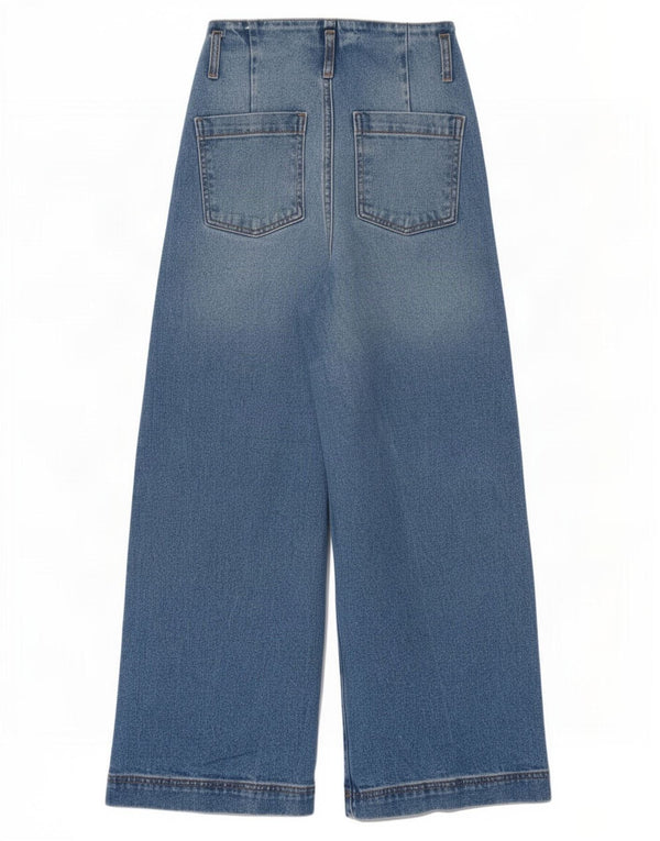 Zara Jean taille haute jambe large pour femme EU 22 2XS W22 L26 Bleu