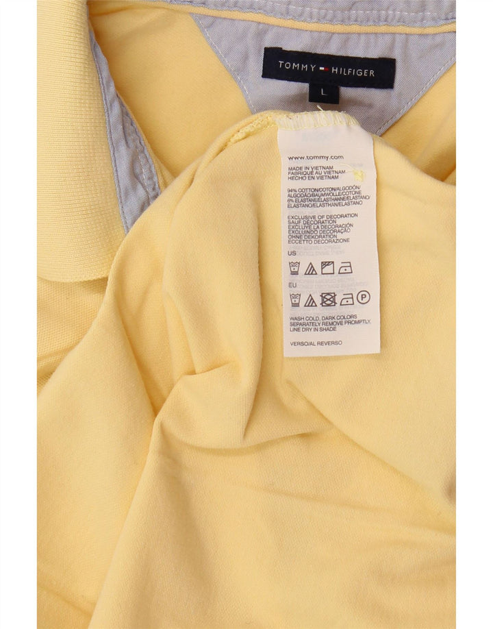 TOMMY HILFIGER Polo Femme UK 14 Large Jaune Coton