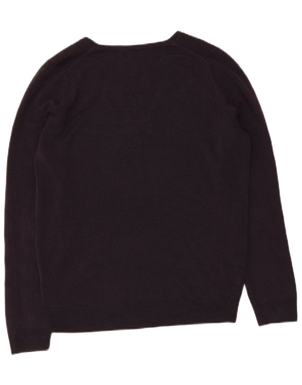 Marks & Spencer Pull col en V pour femme UK 10 Petit Acrylique Bleu Marine