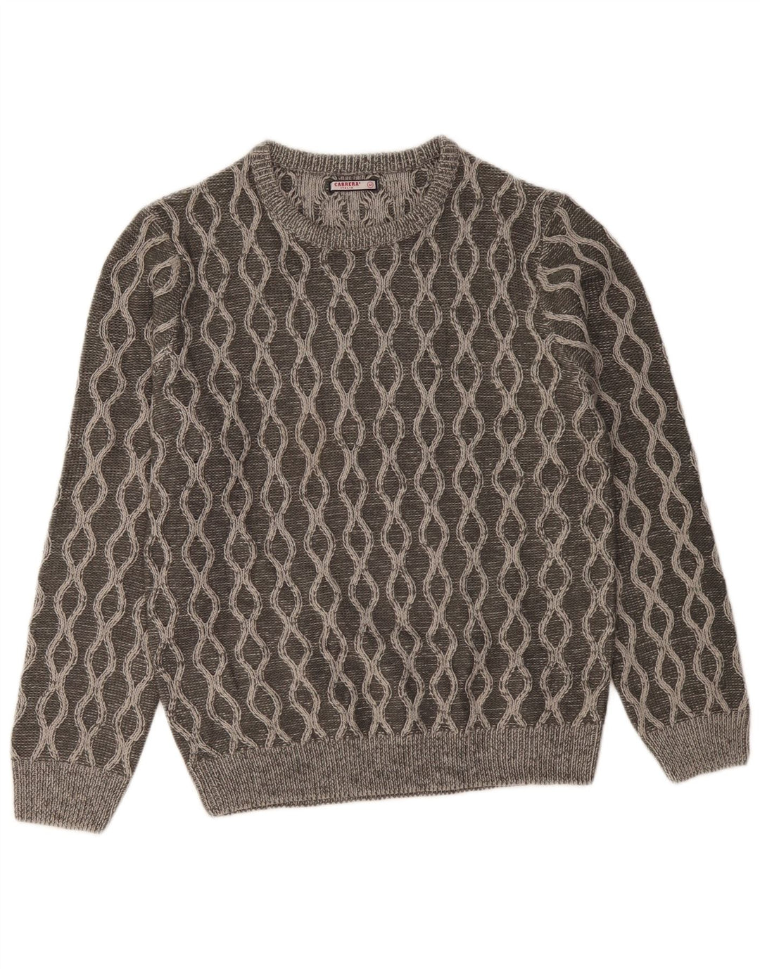 CARRERA Pull Col Rond Homme Gris Moyen Géométrique Acrylique