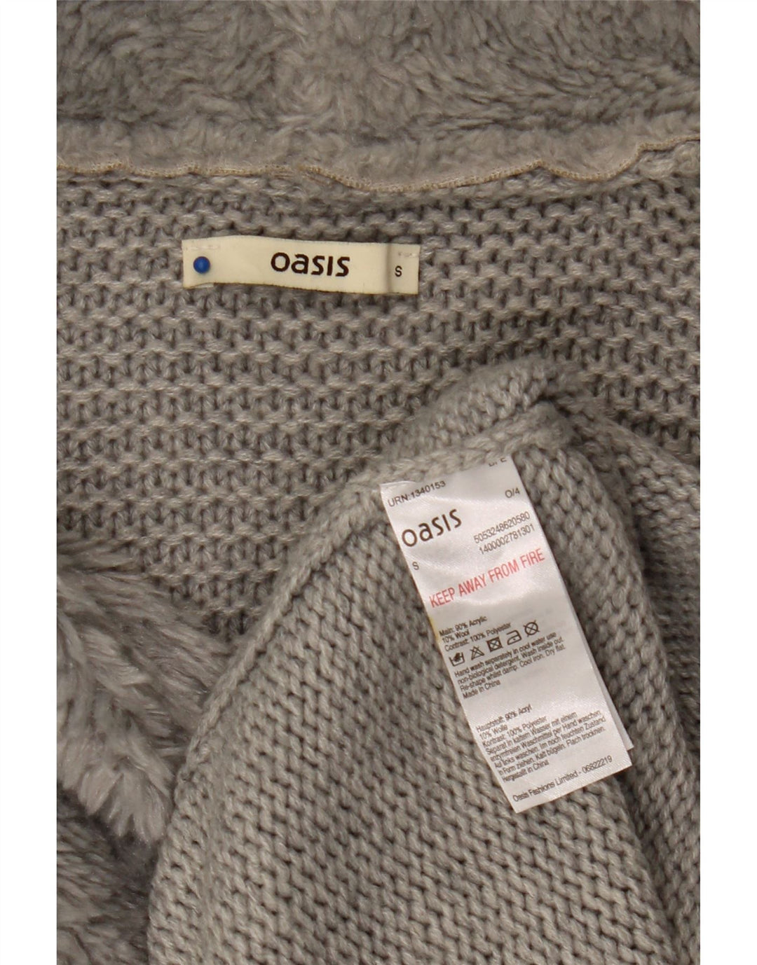 Oasis Cardigan ouvert pour femme UK 10 Petit gris acrylique