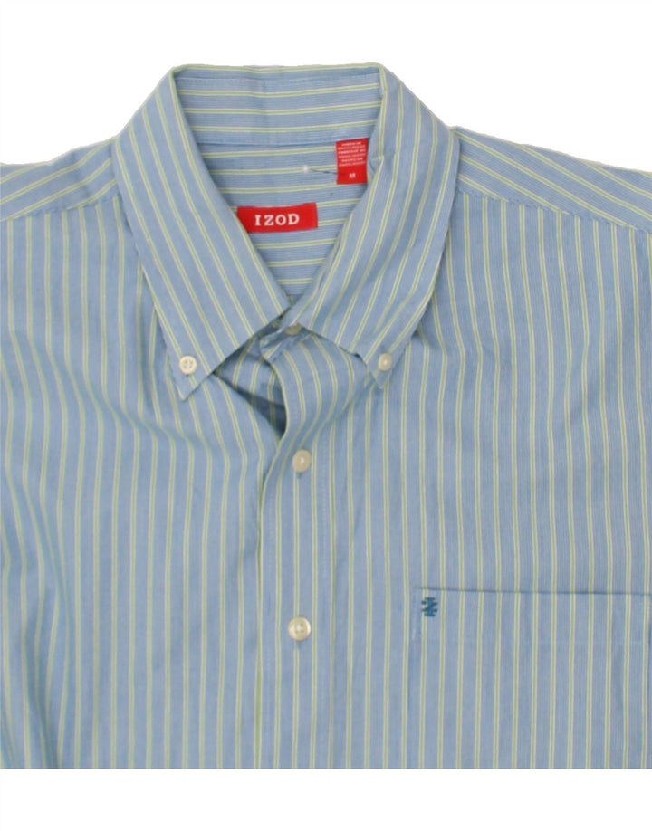 IZOD Mens Shirt Medium Blue Striped Cotton Vintage Izod and Second-Hand Izod from Messina Hembry 