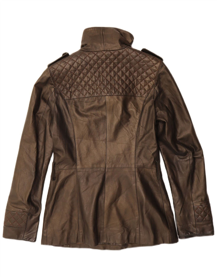 vintage Femme Militaire Double Breasted Jacket UK 12 Brun Moyen
