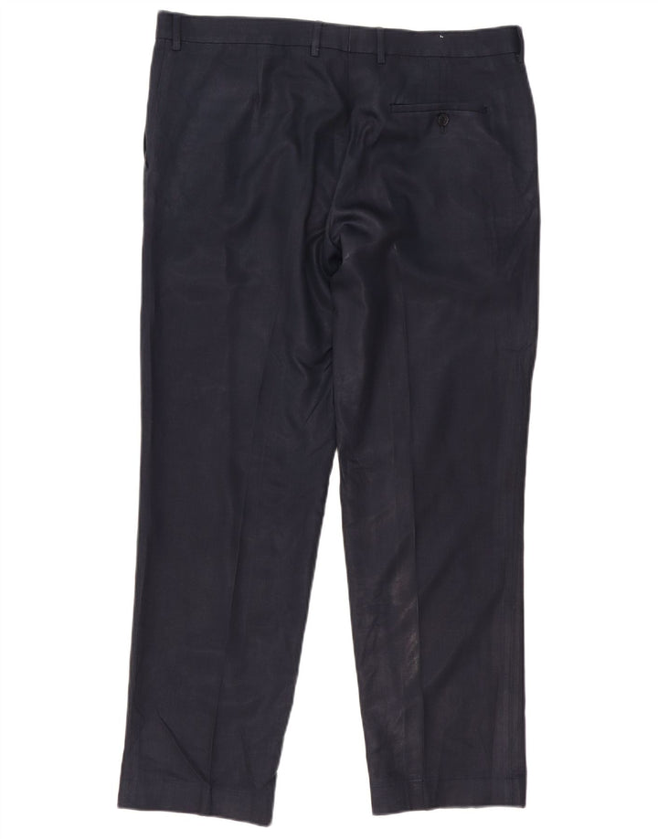 Marks & Spencer Pantalon de Costume Droit Homme W38 L31 Bleu Marine Polyester