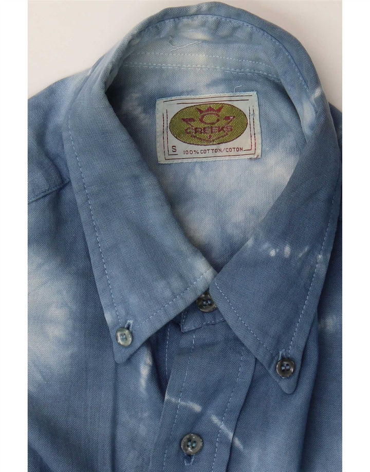 vintage Chemise Homme Petit Bleu Tie Dye Coton