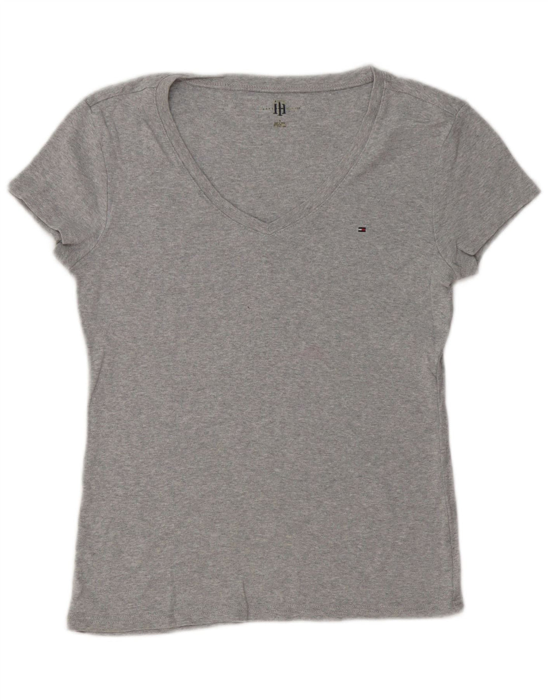 TOMMY HILFIGER Haut T-Shirt Femme UK 12 Gris Moyen