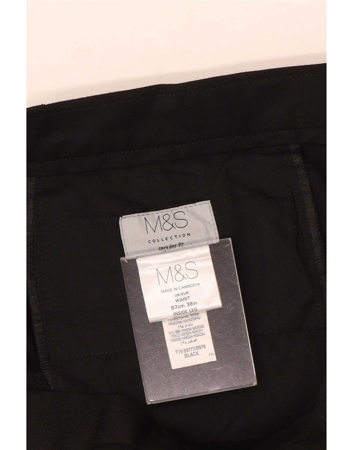 Marks & Spencer Pantalon Chino Coupe Regular Homme W38 L31 Noir Polyester