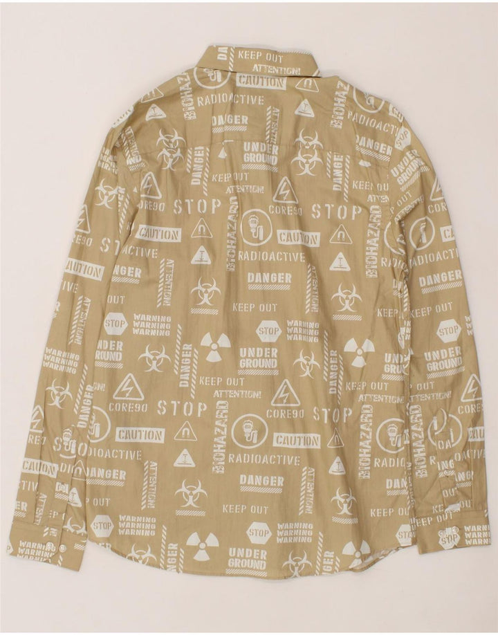 JACK & JONES Mens Graphic Shirt Large Beige Cotton Vintage Jack & Jones and Second-Hand Jack & Jones from Messina Hembry 