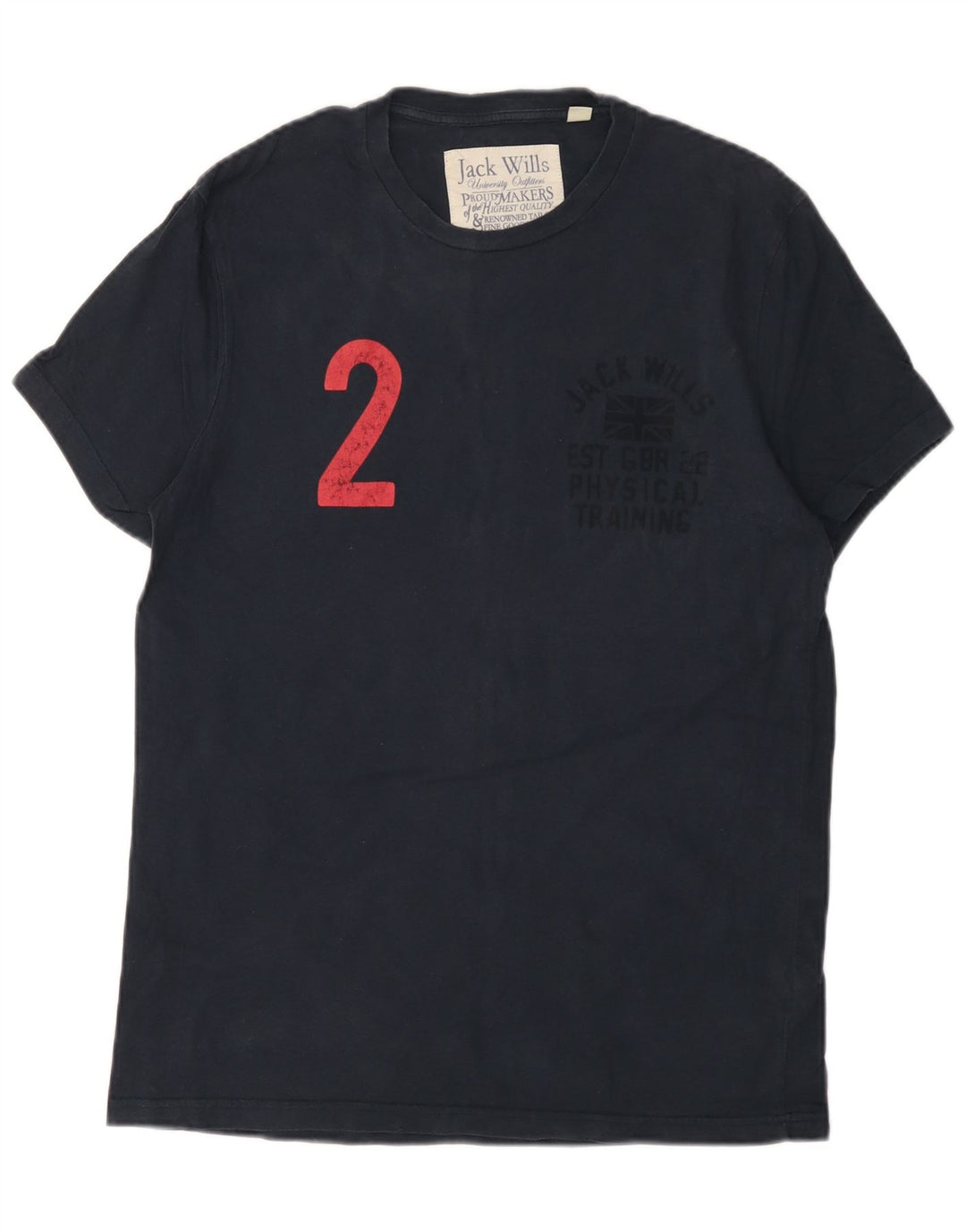 Jack Wills T-Shirt Graphique Homme Top XS Bleu Marine Coton
