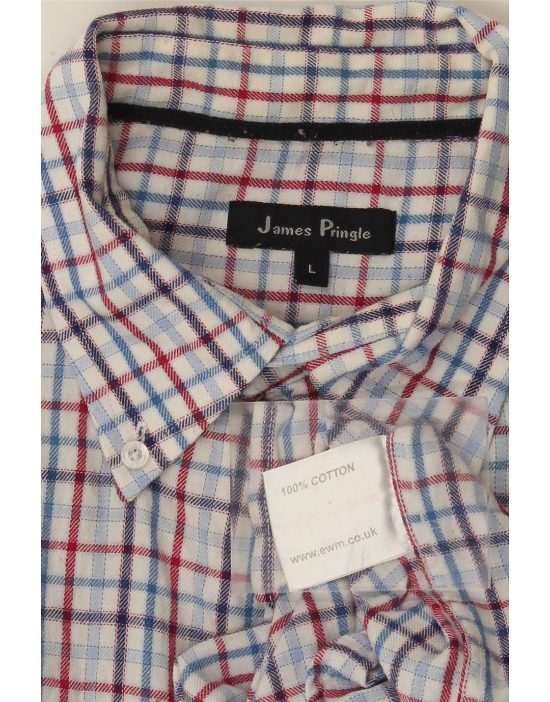 JAMES PRINGLE Chemise en Flanelle Homme Grand Carreau Bleu Coton