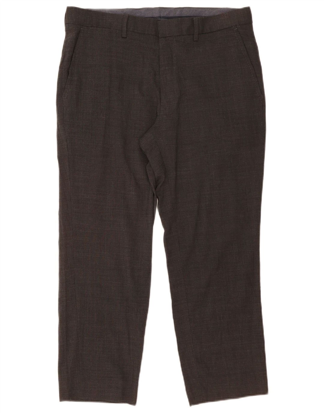 Marks & Spencer Pantalon de costume droit court pour homme W34 L25 Laine grise