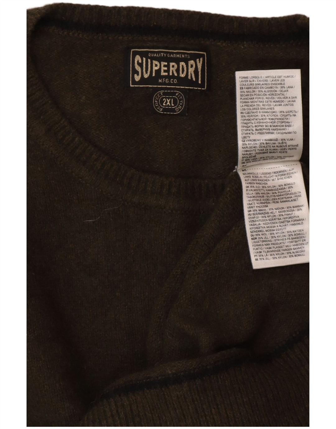 SUPERDRY Pull ras du cou pour femme UK 20 2XL Vert Laine