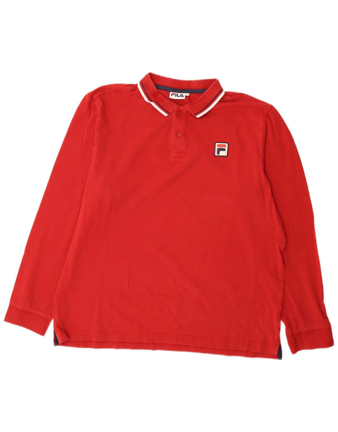 Fila Polo à manches longues pour homme 2XL Rouge rayé