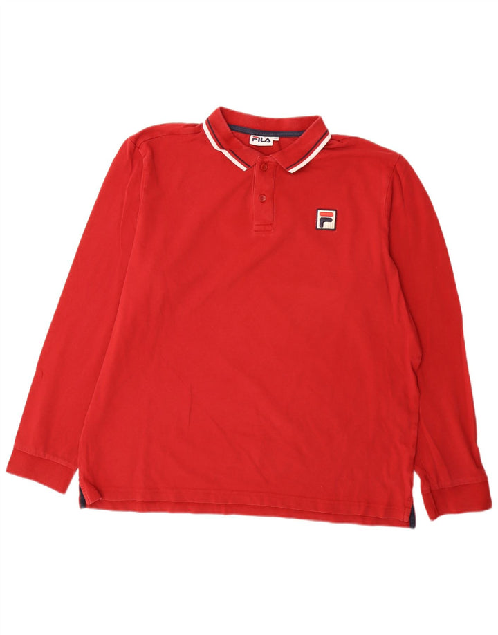 Fila Polo à manches longues pour homme 2XL Rouge rayé