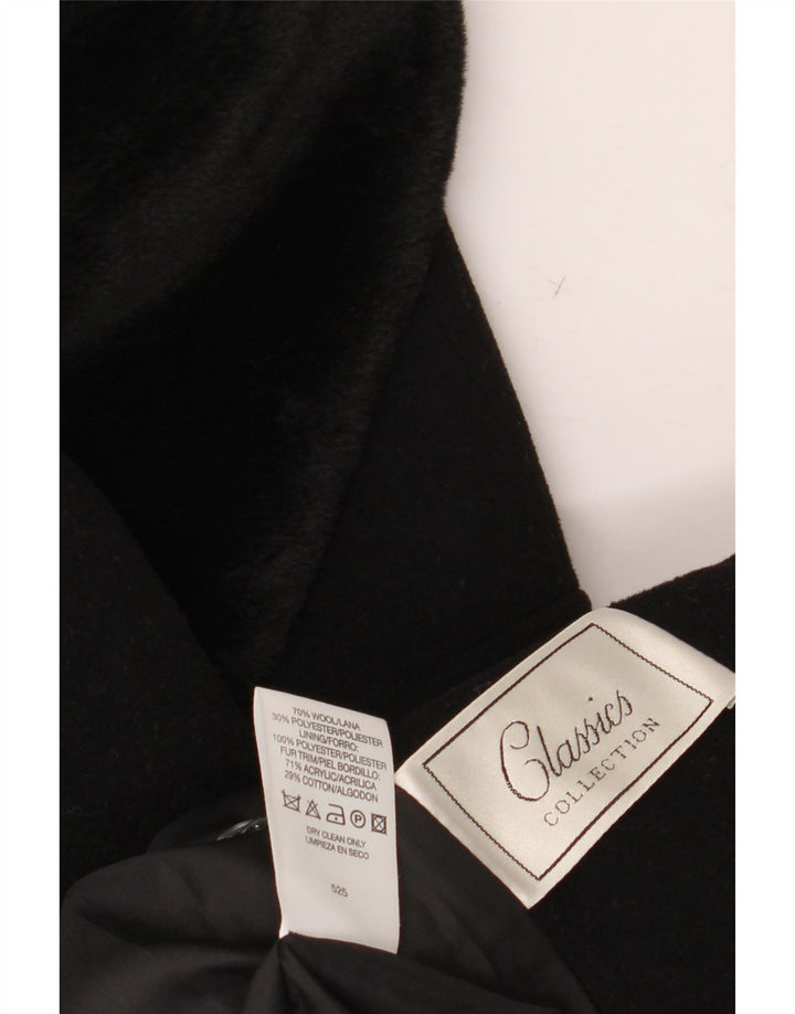 St. Bernard Manteau double boutonnage pour femme UK 14 Grande laine noire
