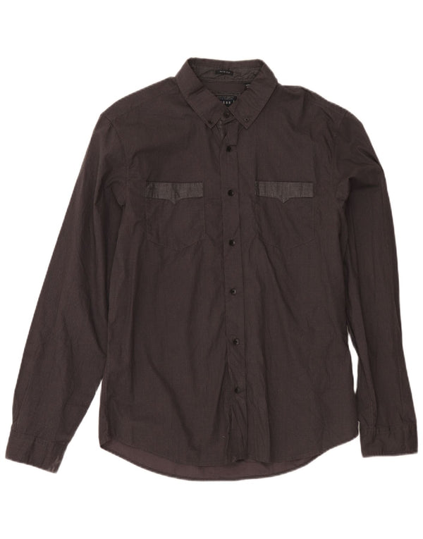 Guess Chemise Slim Fit Homme UK 36 Petit Gris Géométrique Coton