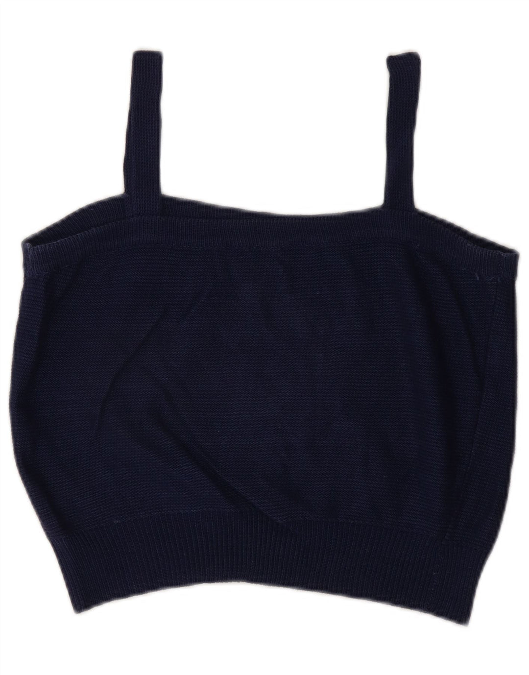 vintage Femmes Crop Cami Top UK 14 Bleu Marine Moyen