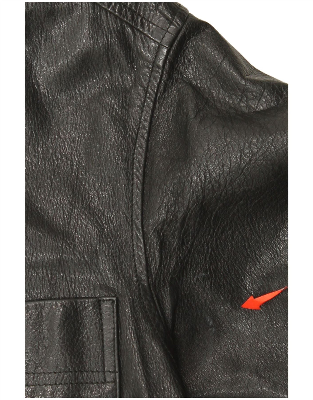 vintage Womens Crop Veste en cuir surdimensionné UK 10 Petit cuir noir