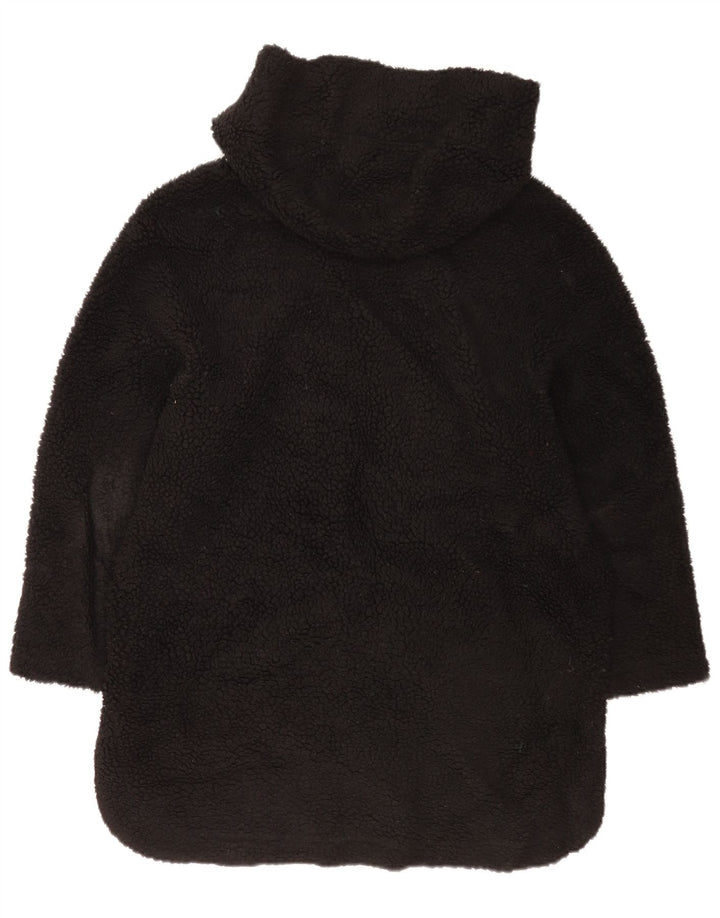 Zara Veste polaire surdimensionnée à capuche pour femme UK 6 XS Noir Polyester