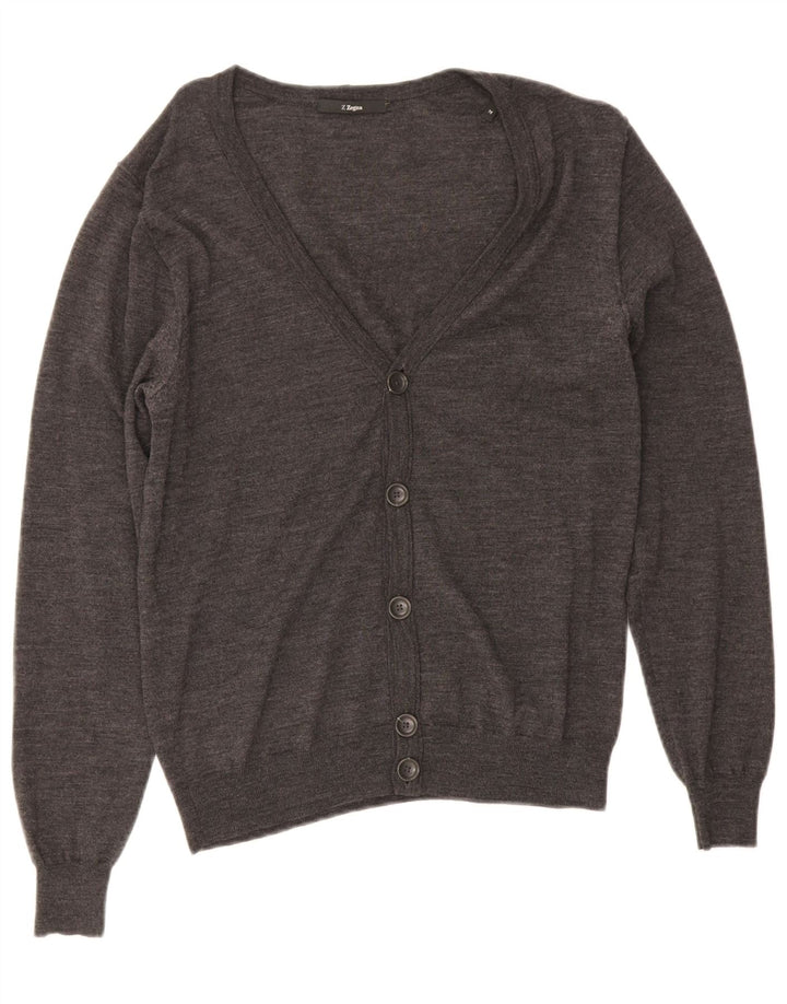 Z ZEGNA Pull Cardigan Femme US 6 Laine Gris Moyen