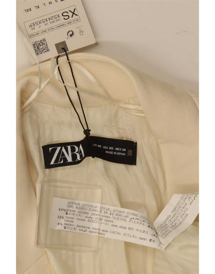 Zara Femme Pardessus UK 6 XS Blanc Polyester