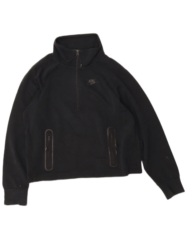 Nike Sweat-shirt surdimensionné à col zippé pour femme UK 10 Petit Noir