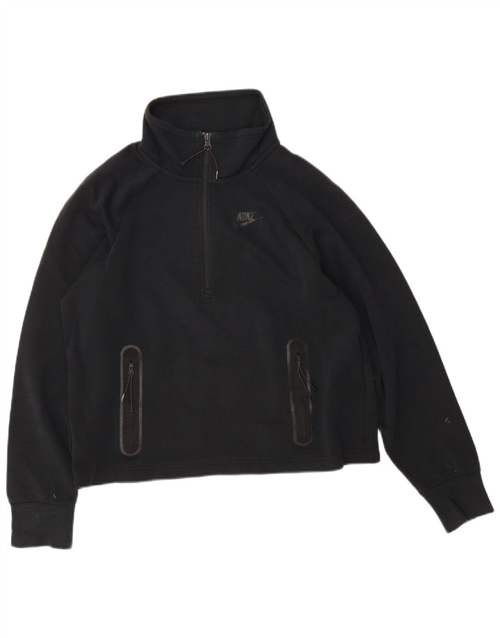 Nike Sweat-shirt surdimensionné à col zippé pour femme UK 10 Petit Noir