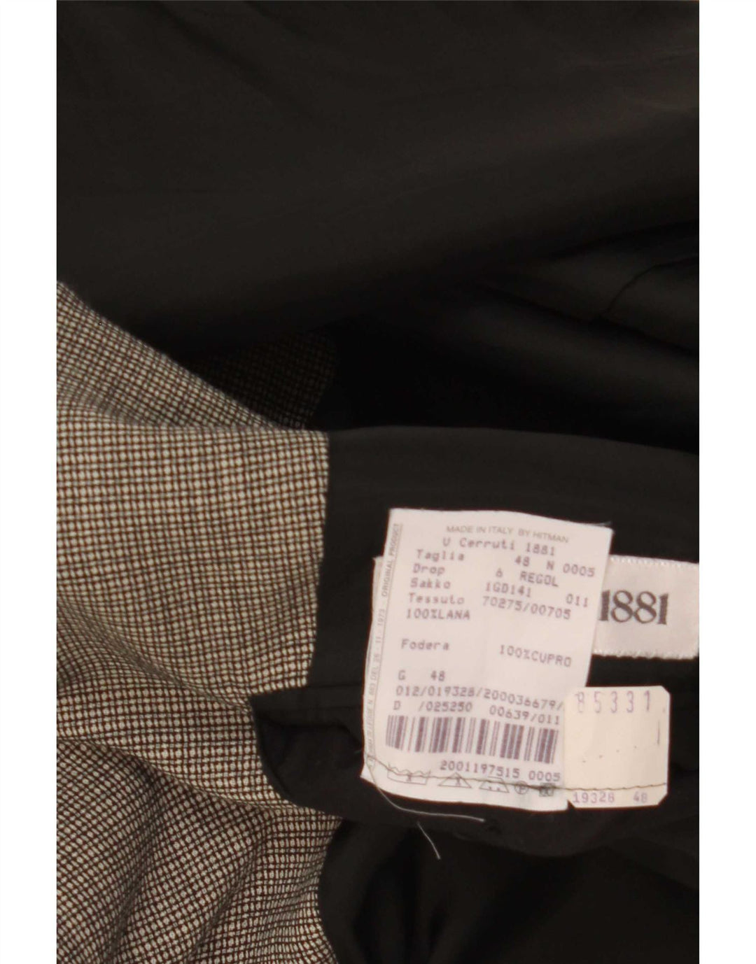 Cerruti 1881 Veste Blazer 3 Boutons Homme IT 48 Laine à Carreaux Gris Moyen