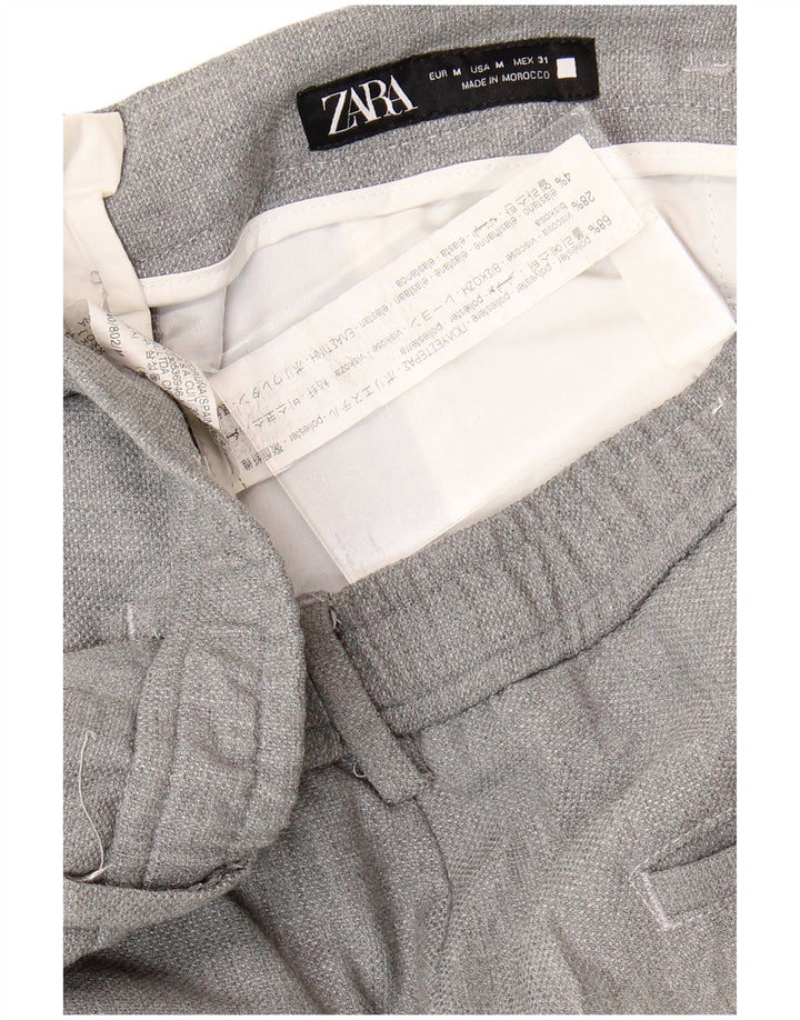 ZARA Mens Slim Cropped Trousers Medium W31 L25 Grey Polyester