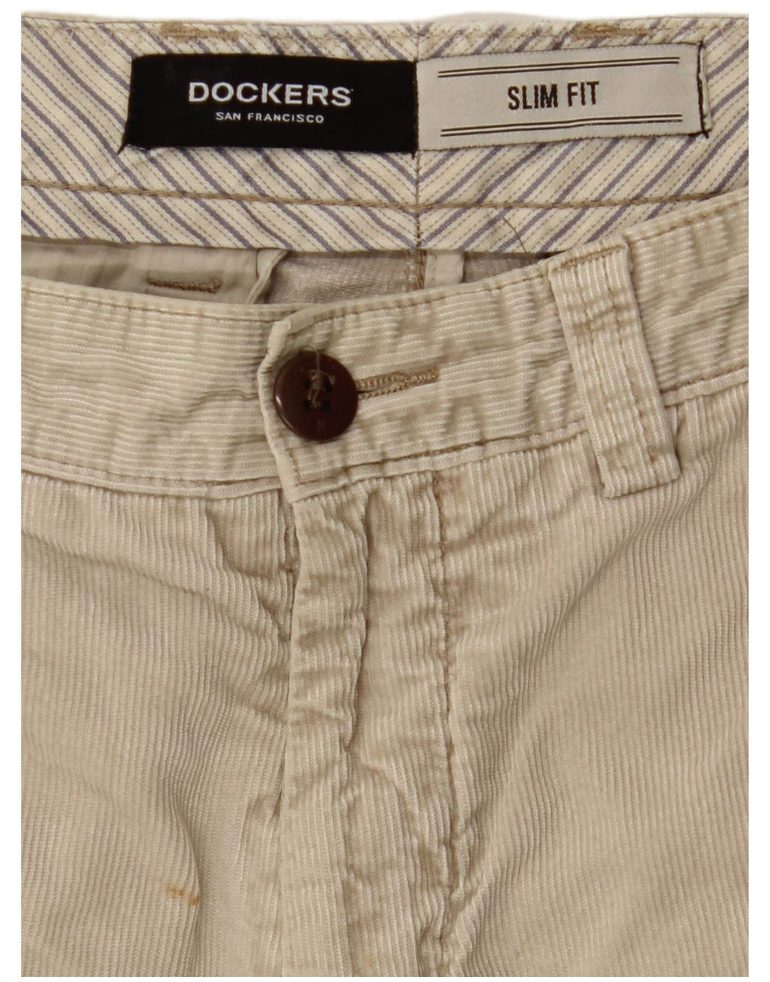 DOCKERS Pantalon Droit Velours Côtelé Homme W30 L32 Beige