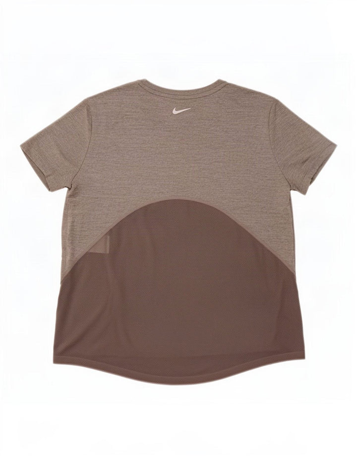 Nike Womens Dri Fit T-Shirt Top UK 14 Gris Moyen Colorblock Polyester