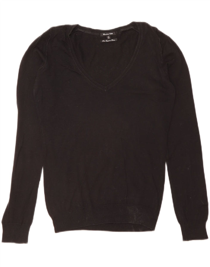 Massimo Dutti Pull col V pour femme UK 10 Petit Noir